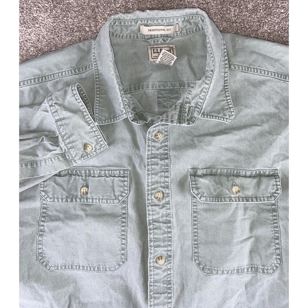 LL Bean Denim Jean VTG Men's Shirt XXL Pockets Chore Western Outdoor Work Read